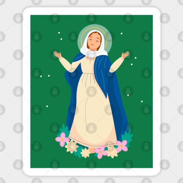 Virgin Mary Sticker by Mako Design 
